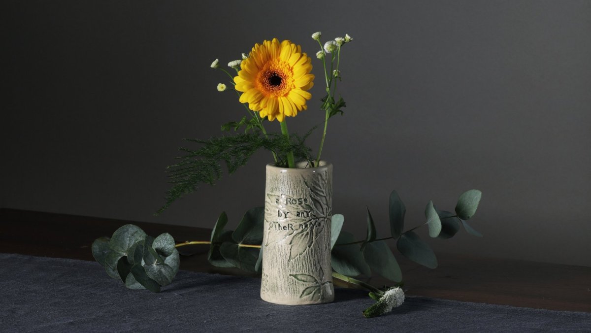 Small Impressed Vase with Yellow Gerbera